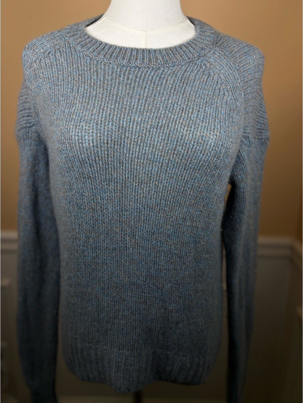🩵 360SWEATER Italian Yarn Cashmere Wool Blue Gray Crewneck Sweater XS